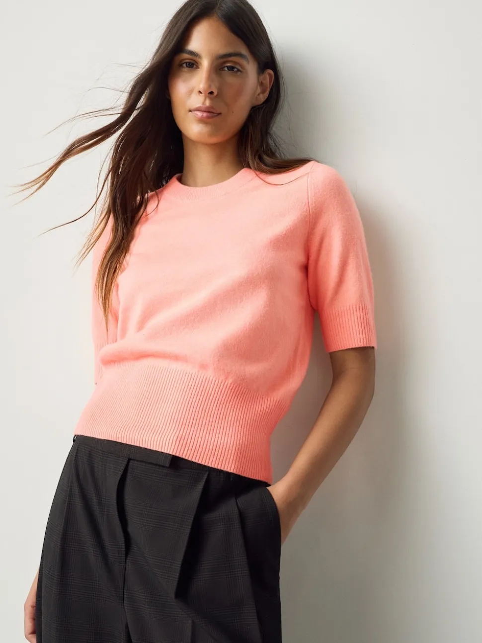 Corail Fluro - Haut super doux en maille à manches courtes