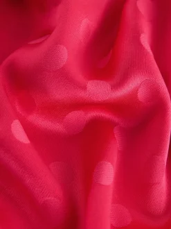 Corail/rose - Jupe en satin jacquard à pois