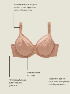 Couleur praline - F-K Ultimate Support Cotton Minimiser Soutien-gorge à bretelles rembourré