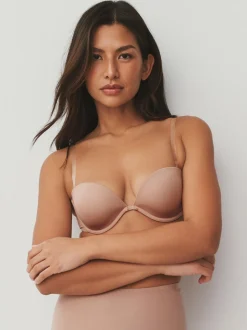 Couleur praline - Soutien-gorge lissant sans bretelles à dos clair A-E