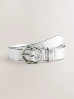 Craquelé Argent - Ceinture régulière en PU