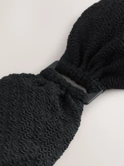 Crinkle noir - Haut de bikini bandeau à bordures