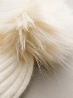 Crème - Bonnet à pompon N. Premium 100% cachemire