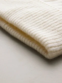 Crème - Bonnet à pompon N. Premium 100% cachemire