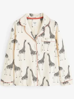 Crème - Chelsea Peers pyjama long boutonné à la girafe