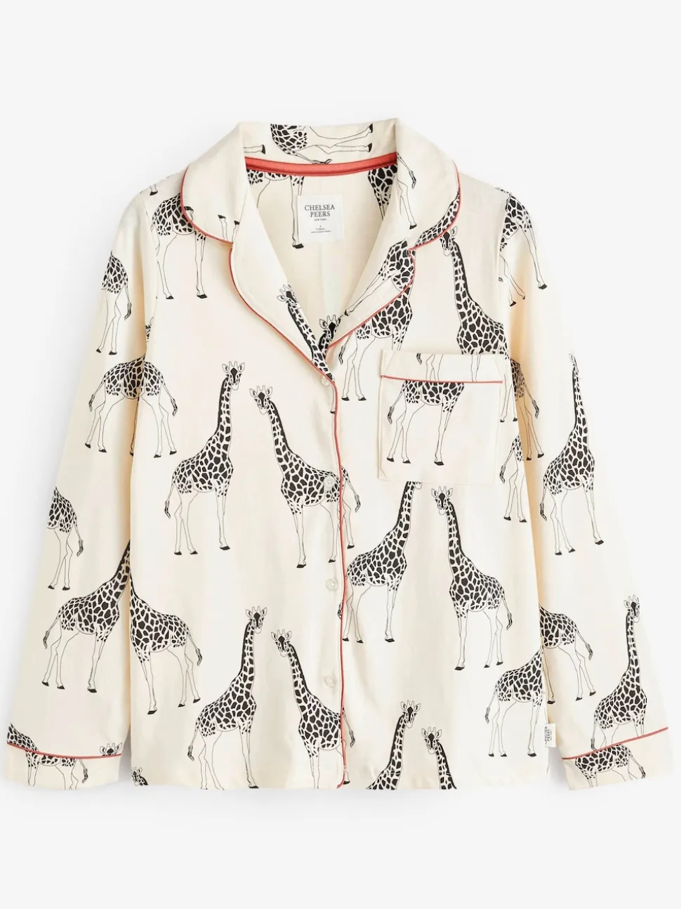 Crème - Chelsea Peers pyjama long boutonné à la girafe