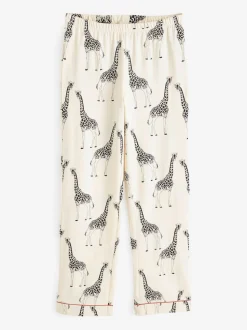 Crème - Chelsea Peers pyjama long boutonné à la girafe