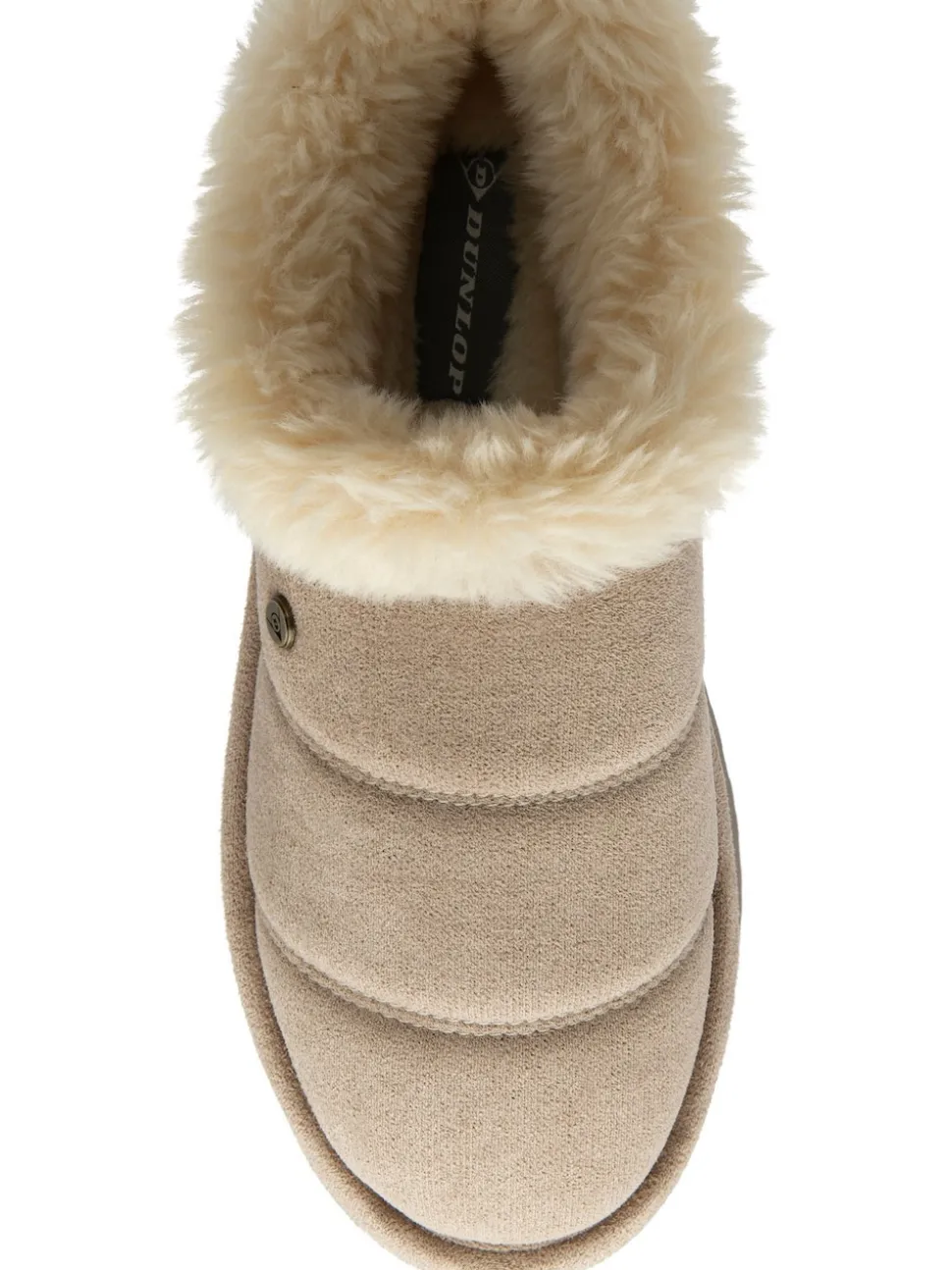 Crème - Dunlop Chaussons mules en faux daim