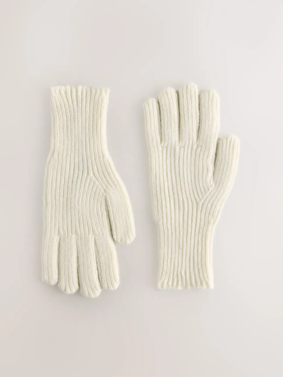 Crème - Gants en maille côtelée