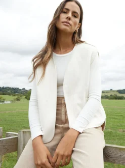 Crème - Gilet Borg réversible Threadbare