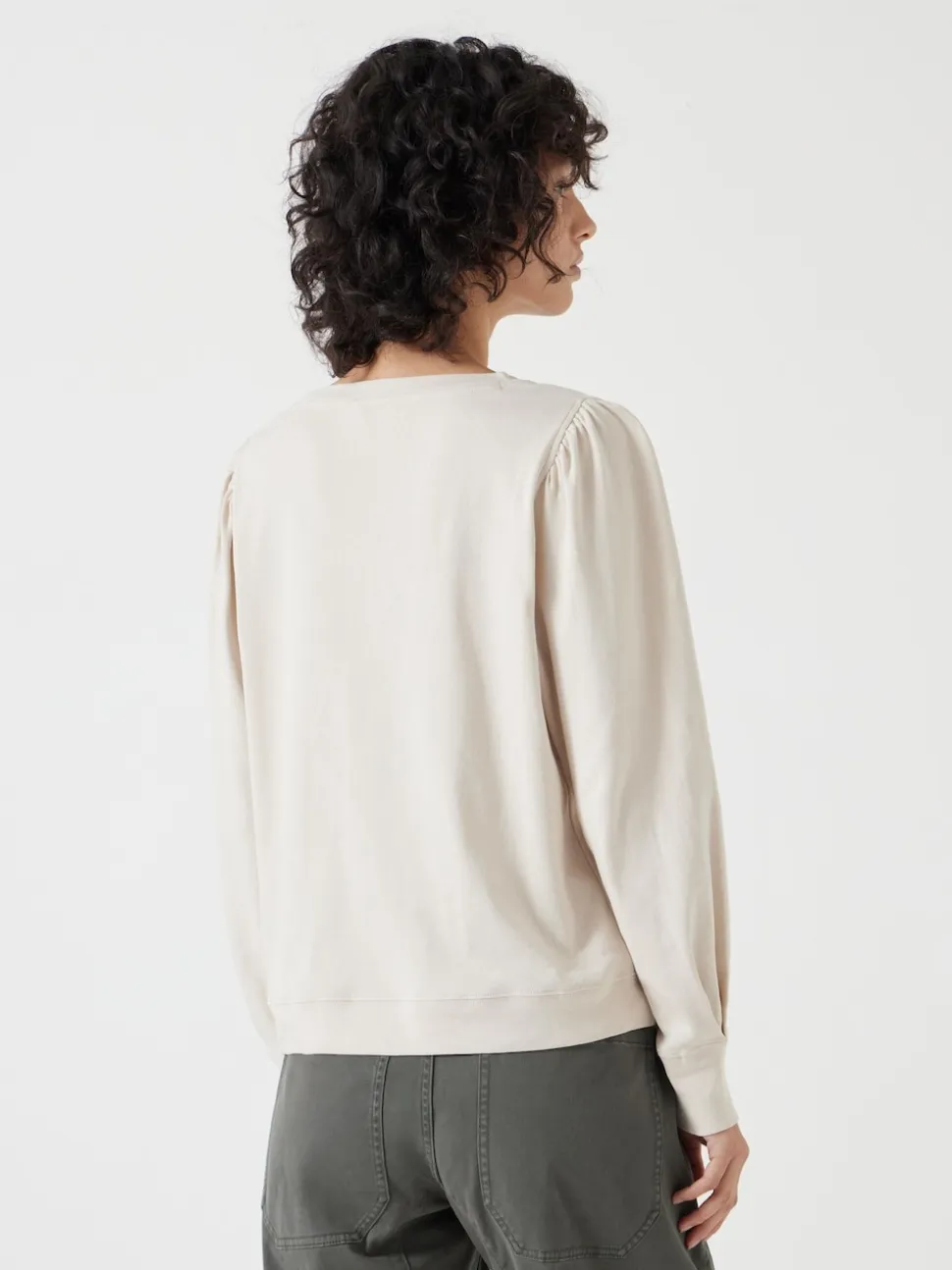 Crème - Haut Hush Emily en jersey à manches bouffantes