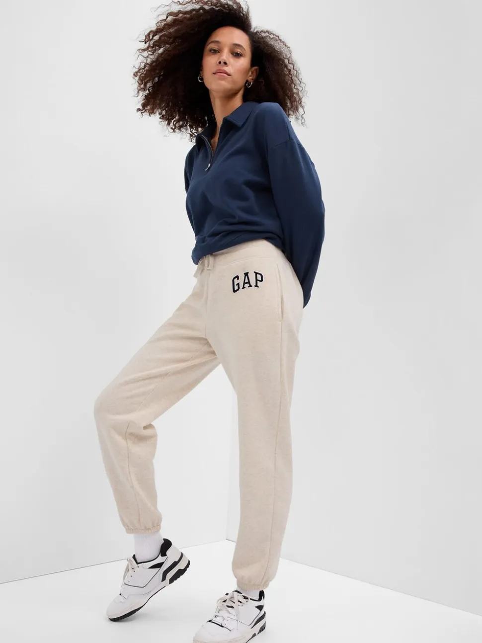 Crème - Jogging Gap droit à logo