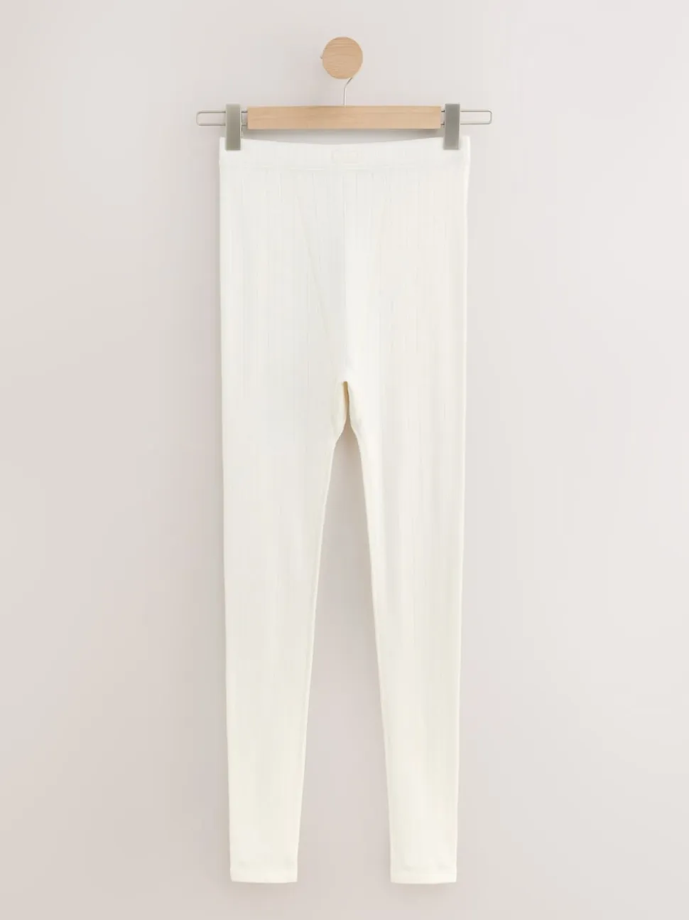 Crème - Leggings en maille pointelle douillette haute taille thermique