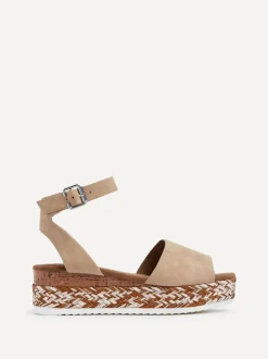 Crème - Linzi Coast Espadrille à semelles compensées en deux parties avec bordure tressée en métallique