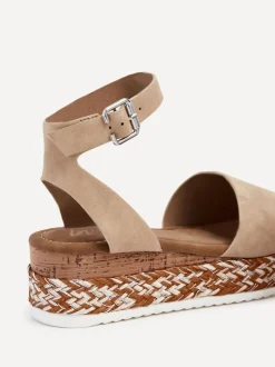 Crème - Linzi Coast Espadrille à semelles compensées en deux parties avec bordure tressée en métallique