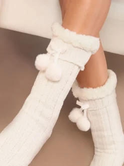 Crème - Lipsy Chaussons Chaussettes douillettes en chenille