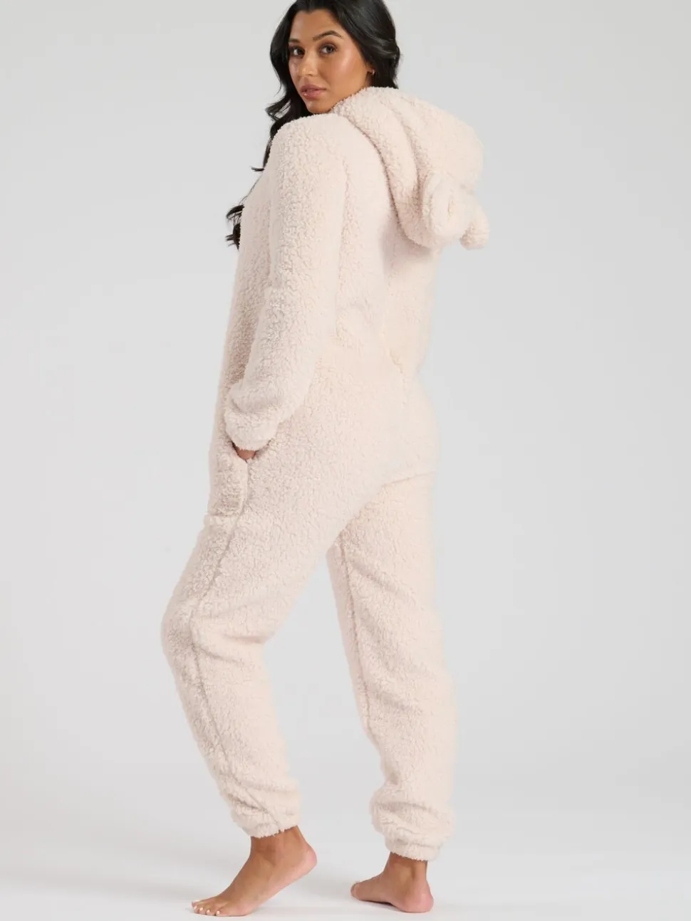 Crème - Loungeable tout-en-un en sherpa XL avec oreilles de Noël