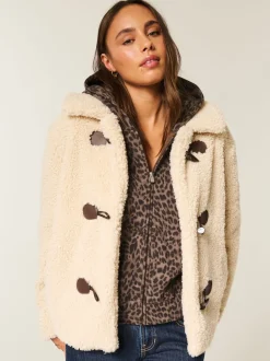 Crème - Manteau Hollister en fausse fourrure