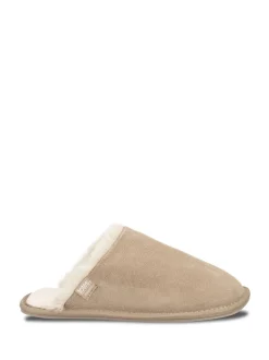 Crème - Mules Totes Isotoner en daim véritable pour femme avec déperlant
