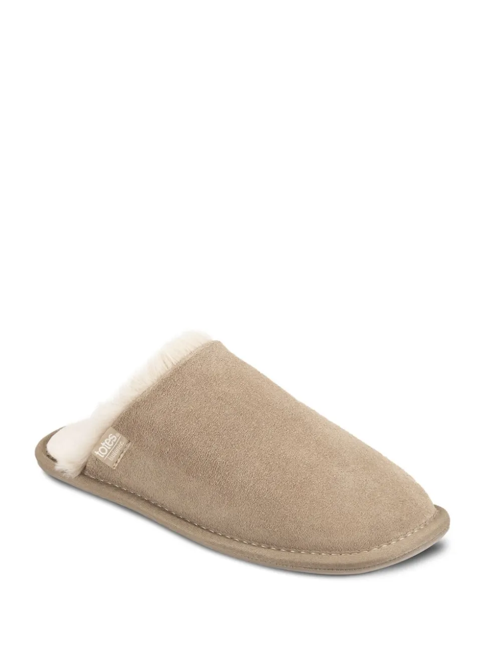 Crème - Mules Totes Isotoner en daim véritable pour femme avec déperlant