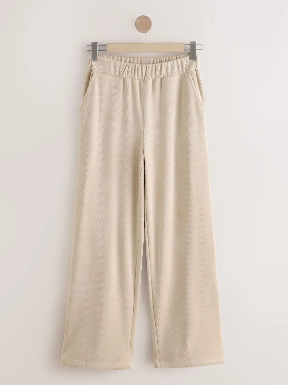 Crème - Pantalons en velours côtelé doux à jambe large