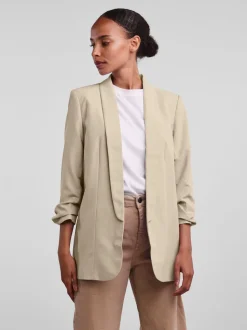 Crème - Pieces 3/4 Manches froncées Blazer