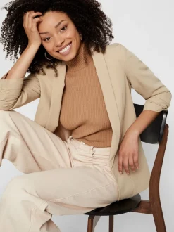 Crème - Pieces 3/4 Manches froncées Blazer