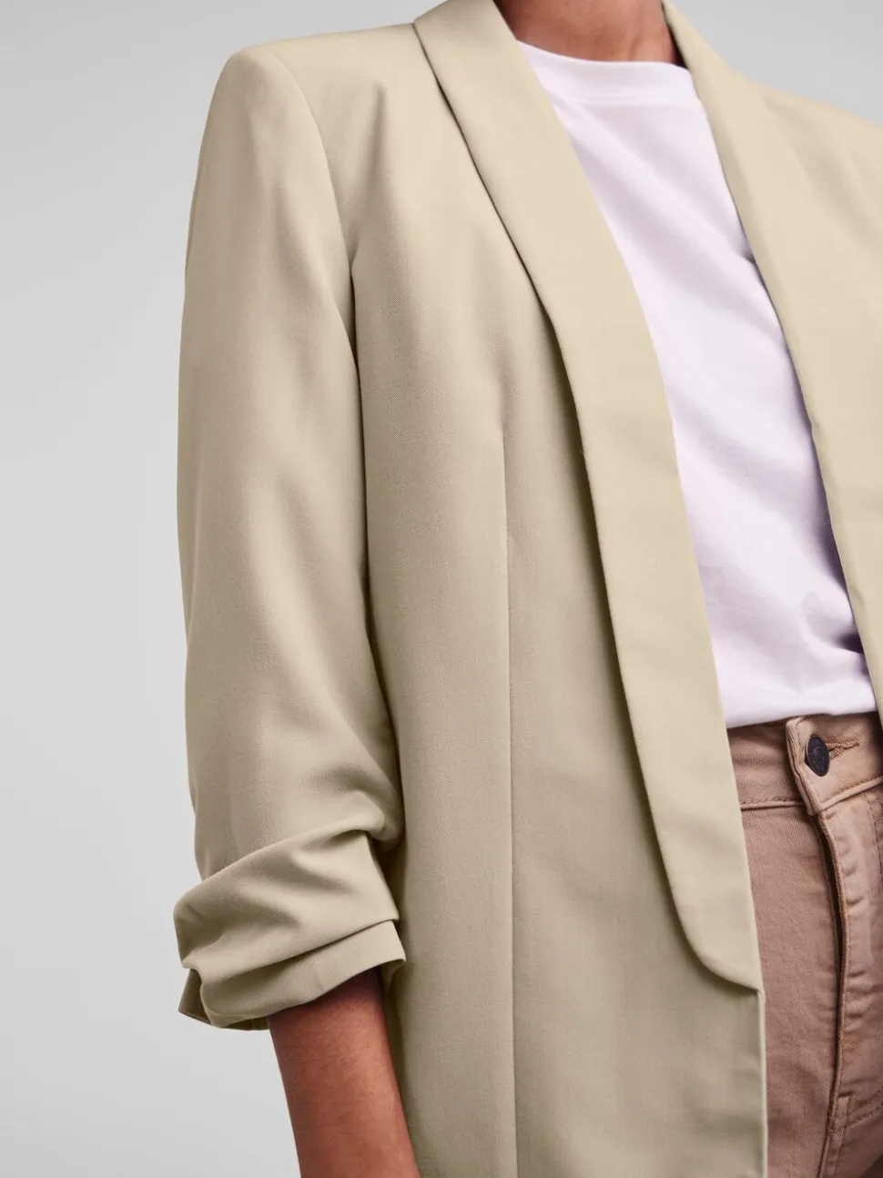 Crème - Pieces 3/4 Manches froncées Blazer
