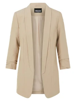 Crème - Pieces 3/4 Manches froncées Blazer
