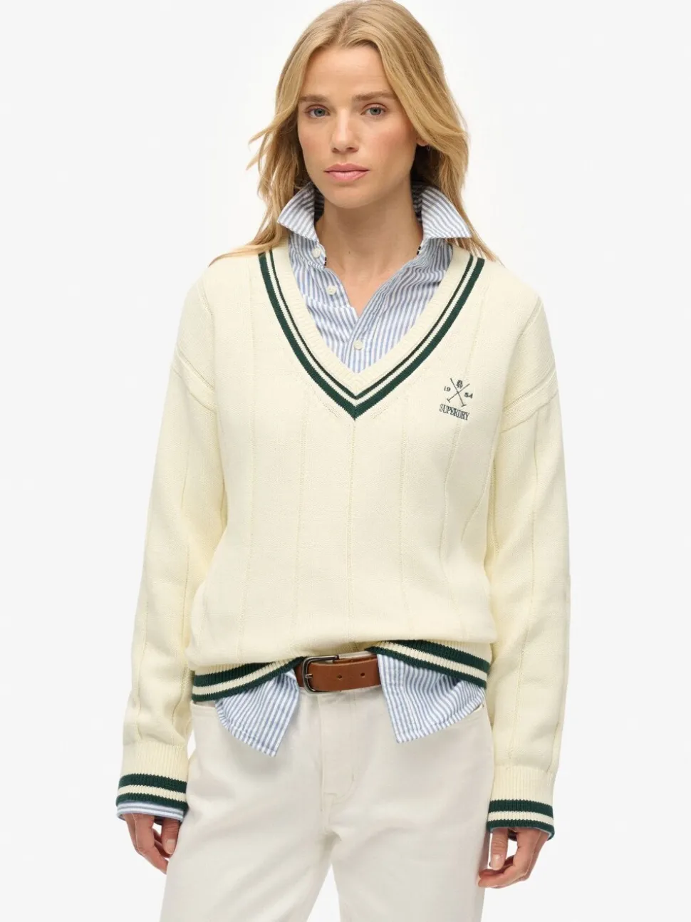 Crème - Pull Superdry Cricket Club