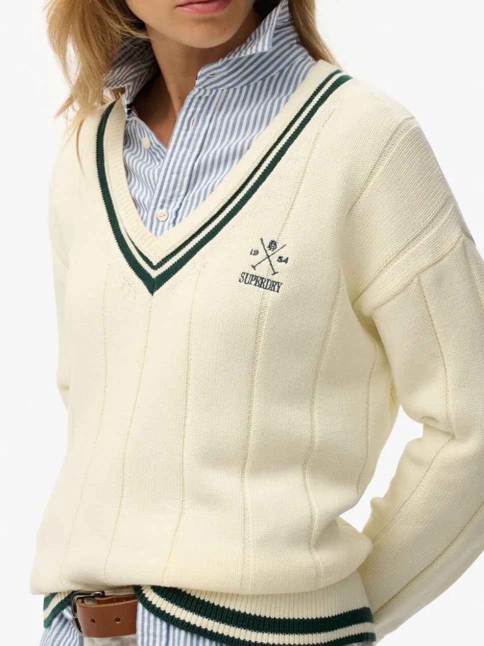 Crème - Pull Superdry Cricket Club