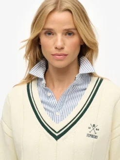 Crème - Pull Superdry Cricket Club