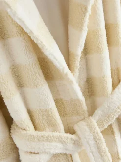 Crème - Robe de chambre à rayures texturées