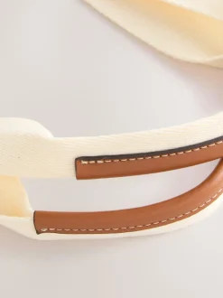 Crème - Sac à bandoulière en toile structurée