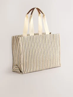 Crème - Sac à bandoulière en toile structurée