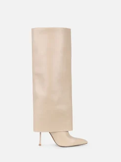 Crème - Simmi London Saoirse bottes à talons hauteur genou
