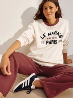Crème - Sweat-shirt graphique de grossesse