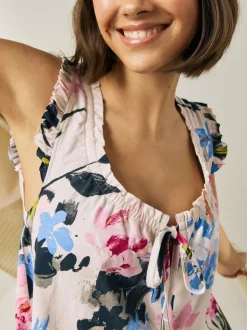 Crème fleuri - Ensemble Pyjamas Shorts 100% Coton