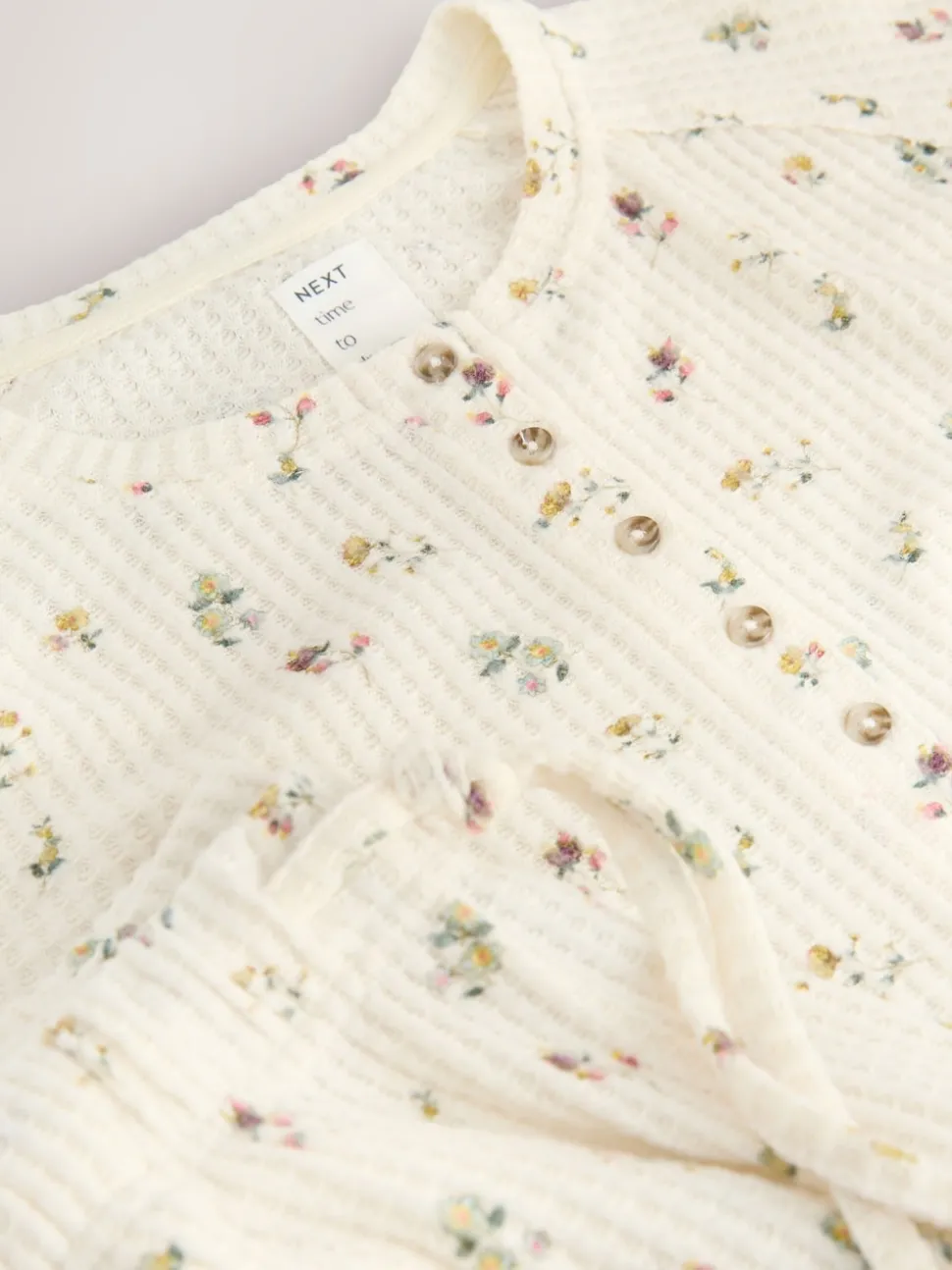Crème fleuri - Pyjama à manches longues Cosy Waffle