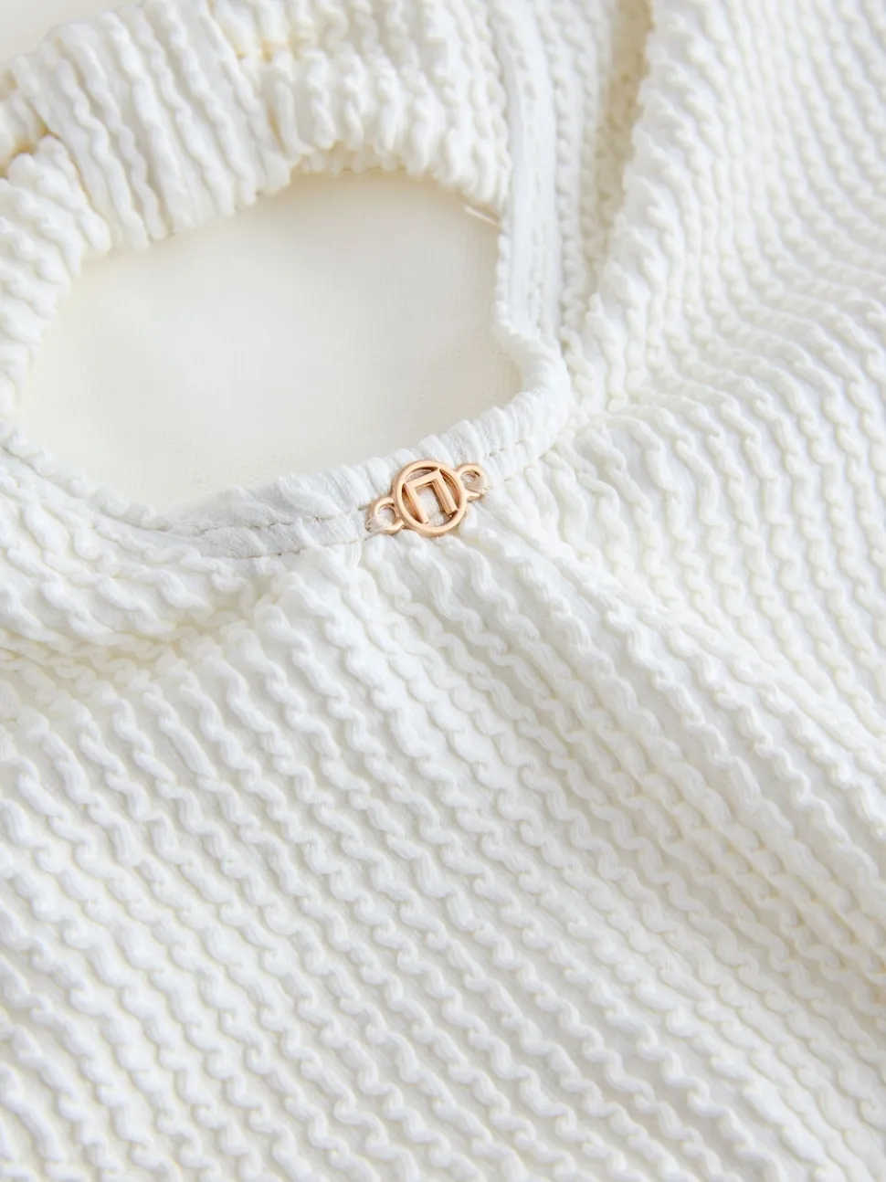 Crème froissée - Maillot de bain Nœud à encolure dégagée avec contrôle du ventre