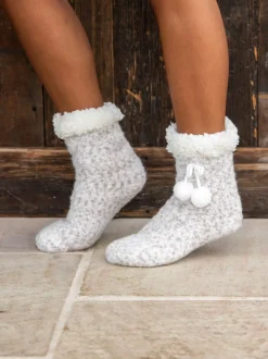 Crème légère - Pour Moi Chaussons chaussettes confortables doublées de maille torsadée