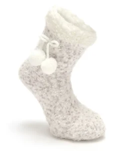 Crème légère - Pour Moi Chaussons chaussettes confortables doublées de maille torsadée