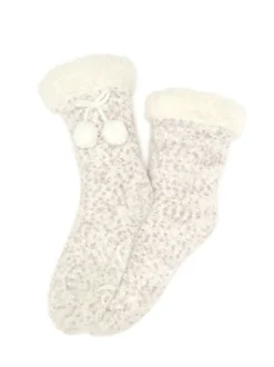 Crème légère - Pour Moi Chaussons chaussettes confortables doublées de maille torsadée