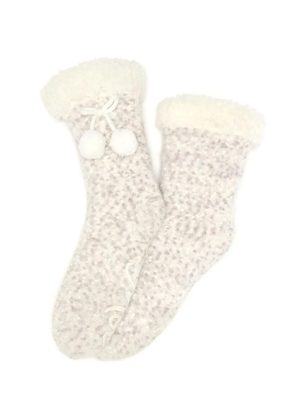 Crème légère - Pour Moi Chaussons chaussettes confortables doublées de maille torsadée