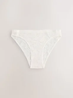 Crème/chocolat/bordeaux - Dentelle sur l’ensemble Pas de VPL Slips 3 Lot