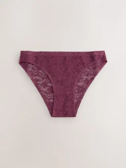 Crème/chocolat/bordeaux - Dentelle sur l’ensemble Pas de VPL Slips 3 Lot