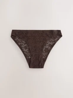 Crème/chocolat/bordeaux - Dentelle sur l’ensemble Pas de VPL Slips 3 Lot