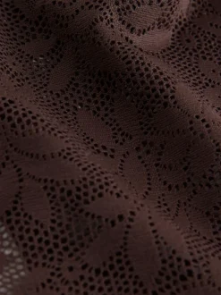 Crème/chocolat/bordeaux - Dentelle sur l’ensemble Pas de VPL Slips 3 Lot