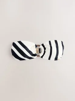 Crème/noir à rayures - Haut Bikini bandeau en métal