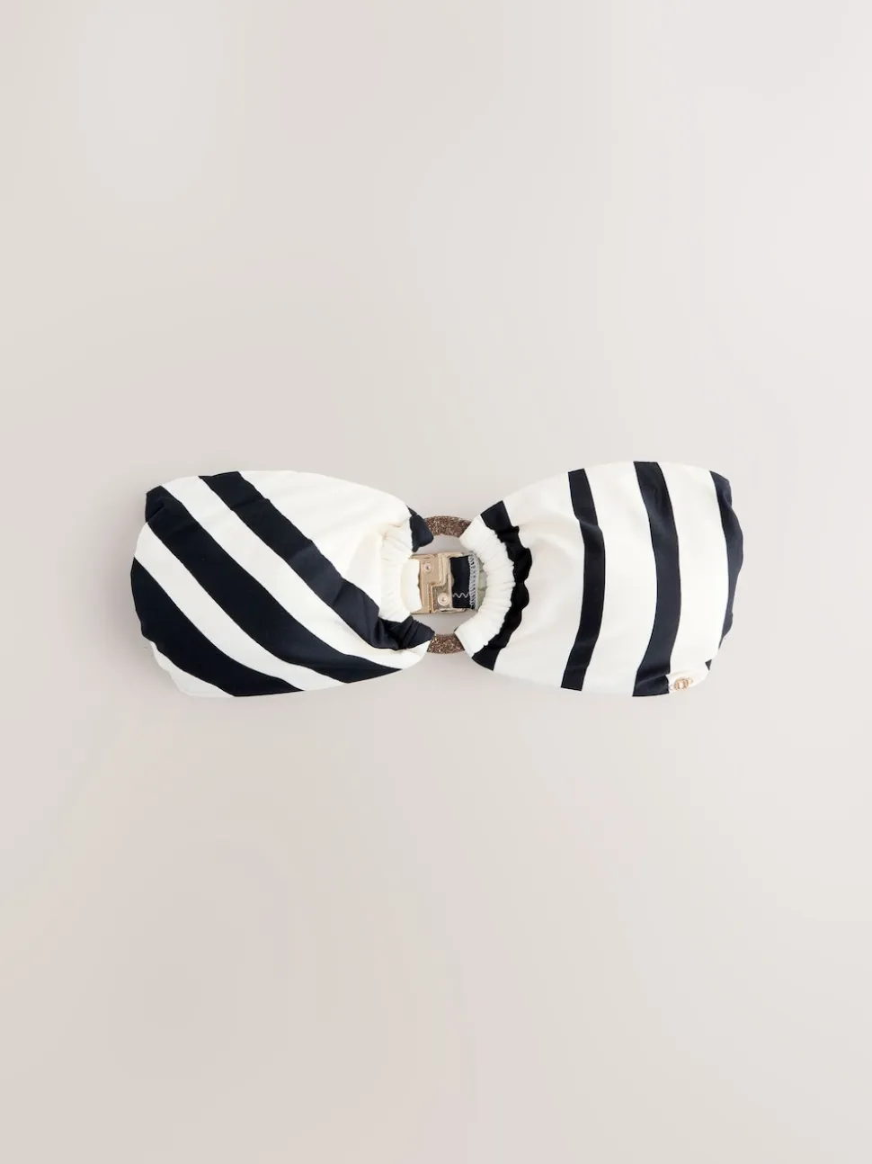 Crème/noir à rayures - Haut Bikini bandeau en métal